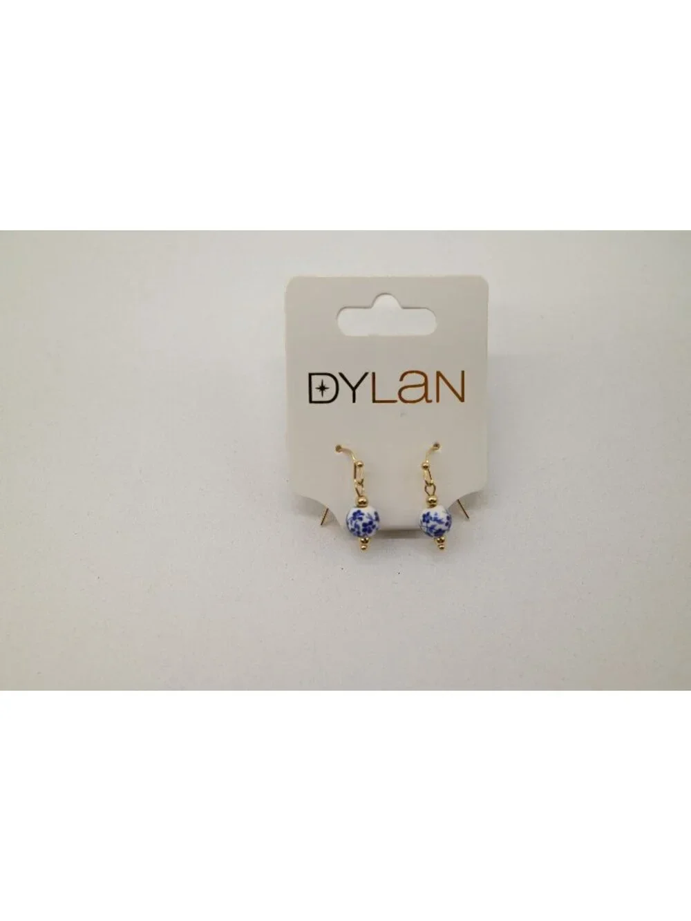 NWT Dylan Jewelry Gold Tone Dangle Earrings Blue White Beaded Drop Boho Chic